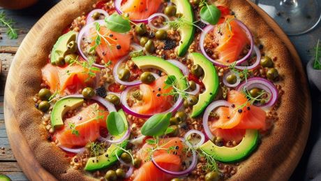 Gryczana pizza z łososiem i awokado - przepis na pyszną i zdrową pizzę
