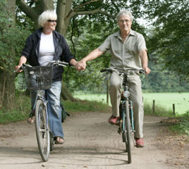 couple biking