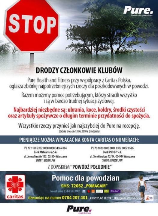 Członkowie klubu PURE pomagają powodzianom