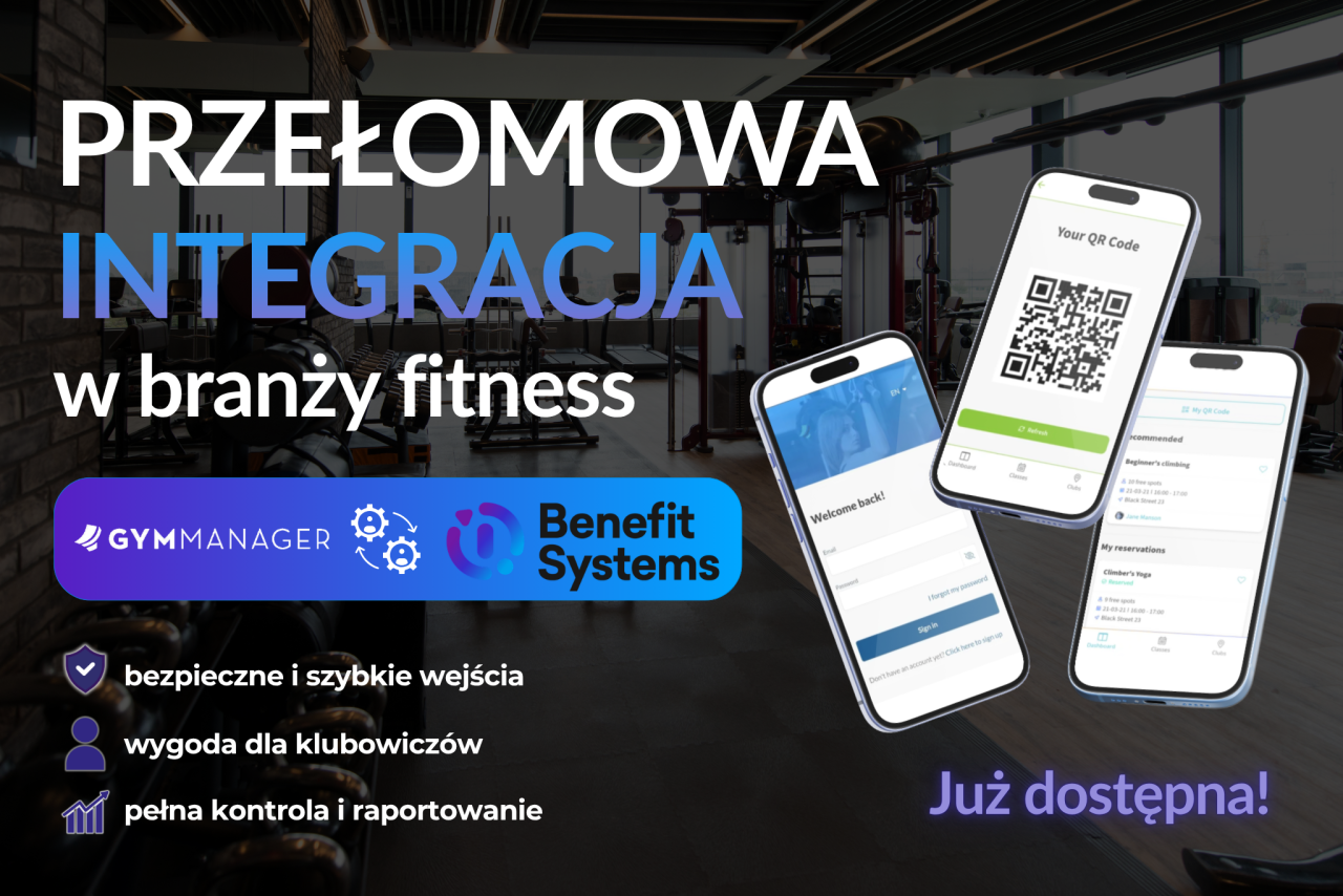 Integracja GYMMANAGER z Benefit Systems już dostępna. Kluby fitness zyskają nowy poziom automatyzacji