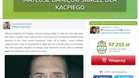 MATEUSZ DAMIĘCKI CHCE ZEBRAĆ MILIONY...NA NAJDROŻSZY LEK ŚWIATA…DZIĘKI SKAKANCE!